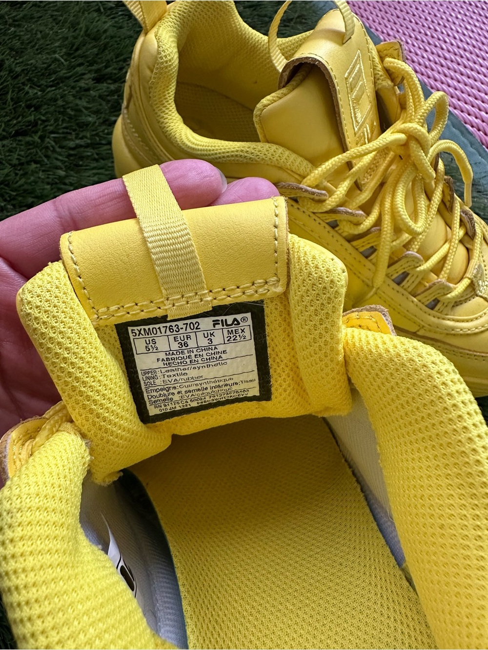 Fila Yellow Chunky Platform Sneakers Women’s 5.5 Retro - Picture 7 of 8